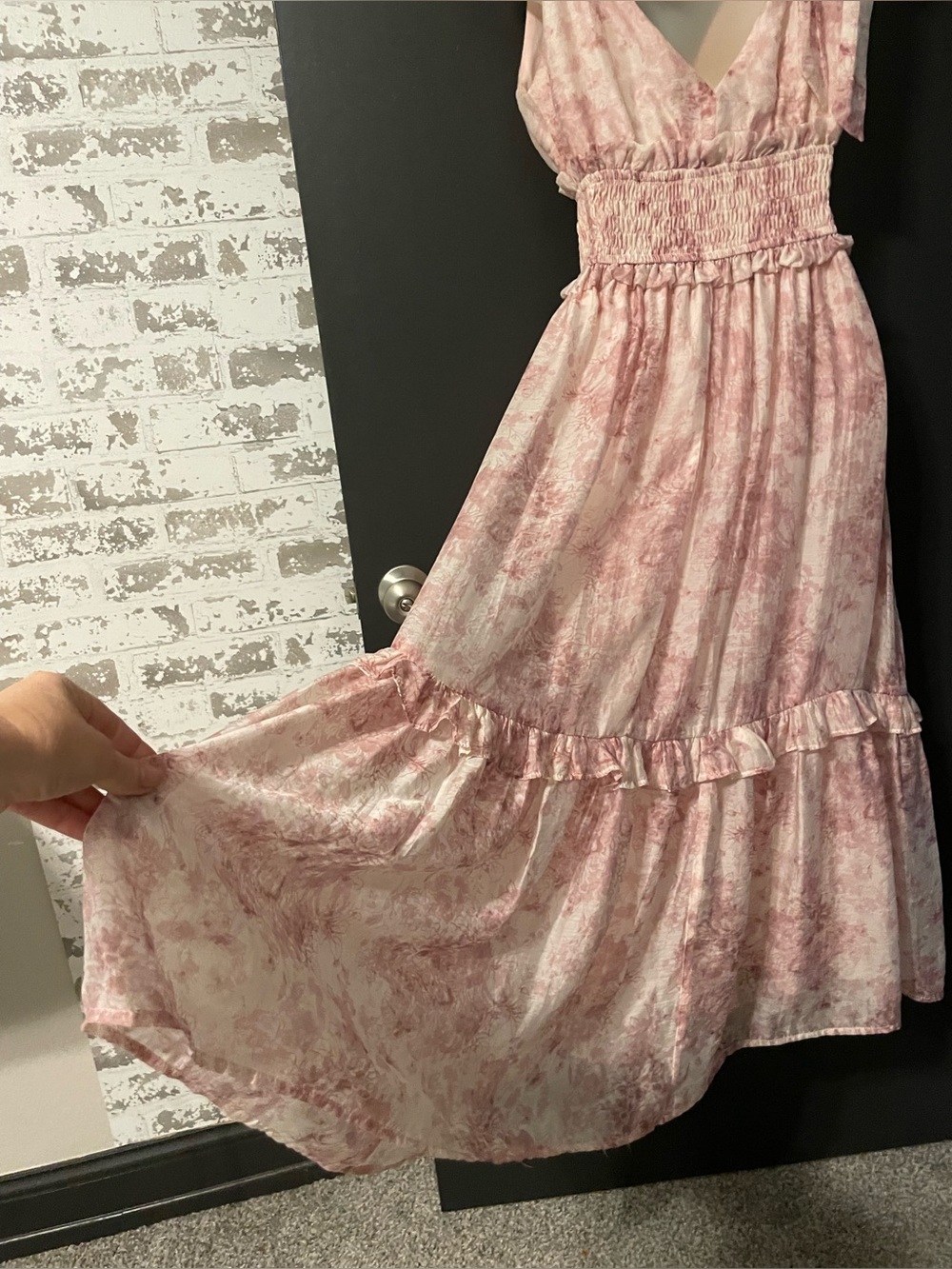 En Saison Pink Floral Smocked Midi Dress Cottagecore Romance XS - Picture 8 of 11